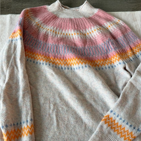 J. Crew Fair Isle Yoke Wool Alpaca Supersoft Mockneck Sweater - Picture 3 of 6
